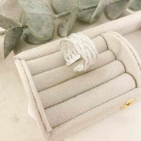925 Sterling Silver Woven Ring Mesh RIng Minimalist Ring Dainty Ring Band - Picture 9 of 9